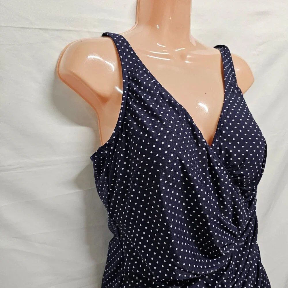 Miraclesuit Oceanus One Piece Swimsuit Women Size 18 Blue Dots